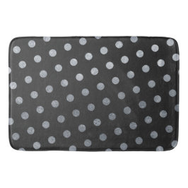 Moderne Elegant einfache Holzkohle Silberpolka Dot Badematte