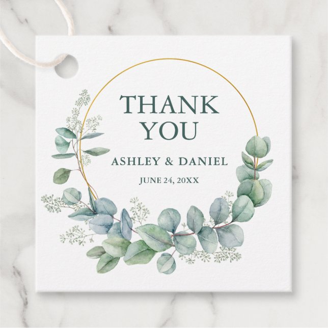 Moderne Elegant Eucalyptus Gold Vielen Dank für Ih Geschenkanhänger (Vorderseite)