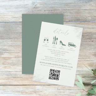 Moderne Elegant Eukalyptus Grüne Details QR Code Begleitkarte