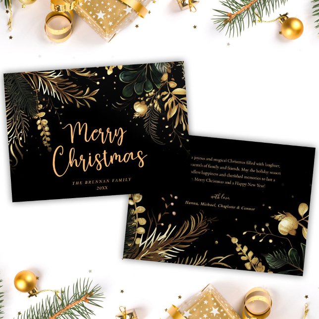 Moderne Elegant Frohe Weihnachten Festival Botanis (Modern Elegant Merry Christmas Festive Botanical Holiday Card)