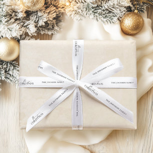 Moderne Elegant frohe Weihnachtsfamilie Name Satinband