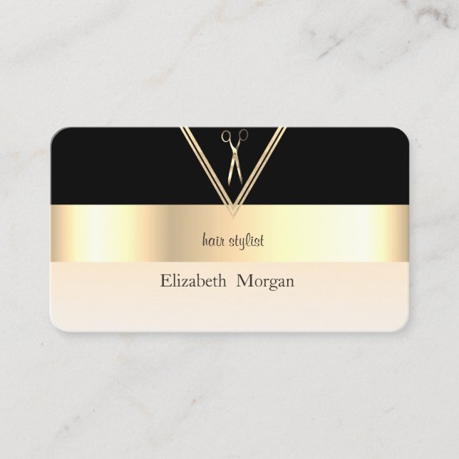 Moderne Elegant gestreift Stilvoll Schwarz,Gold,Sc Visitenkarte (Vorderseite)