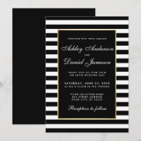 Moderne, elegant gestreifte Hochzeit einladen BW