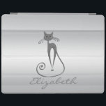 Moderne Elegant Girly, Katze iPad Hülle<br><div class="desc">Modernes,  mädchenhaftes und niedliches Katzendesign auf silberem Hintergrund. Einzigartiges Geschenk für Trendanista und Mode-Liebhaber. Jedes Mädchen würde Liebe haben,  dieses stilvolle Design zu haben</div>