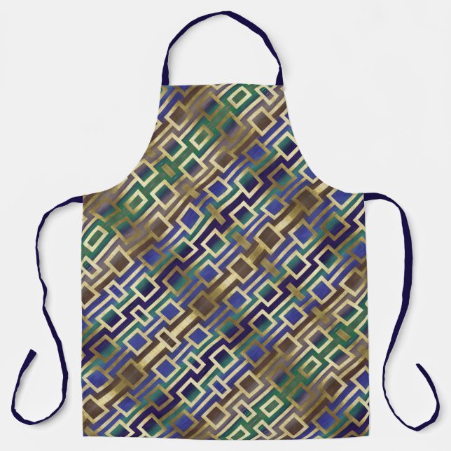 Moderne Elegant Gold Blue Green Schürze (Vorderseite)