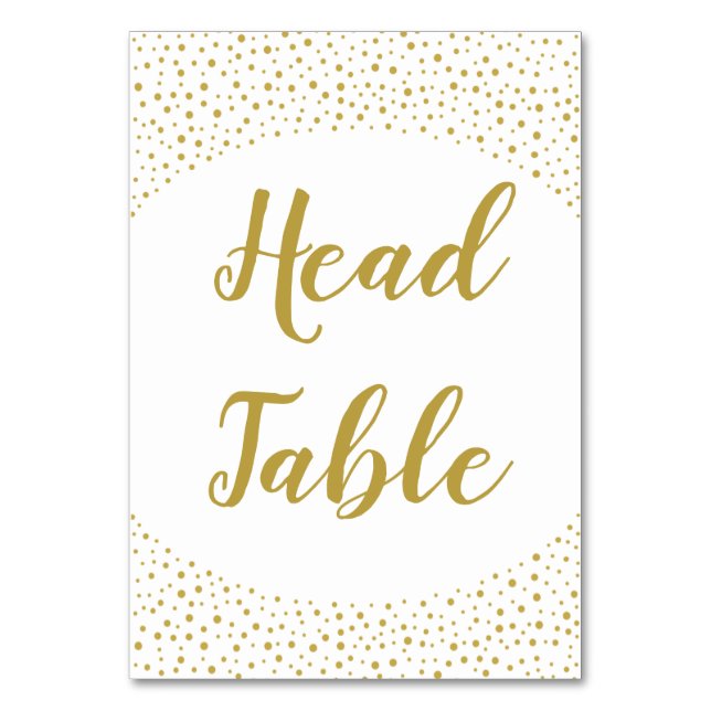 Moderne Elegant Gold Confetti Wedding Head Tischnummer (Vorderseite)