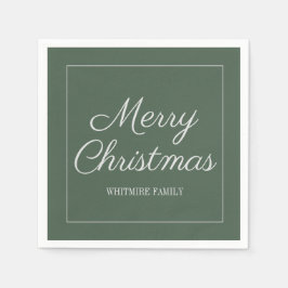 Moderne Elegant Green Gray Frohe Weihnachten Serviette
