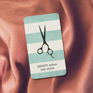 Moderne Elegant Grün Alte weiße Streifen Friseurst Visitenkarte
