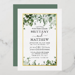 Moderne Elegant Ivy Ferns Sage Green Wedding Gold Folieneinladung
