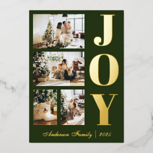 Moderne Elegant Joy Christmas Vier Foto Script Folien Feiertagskarte