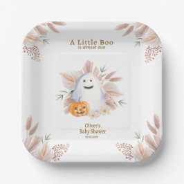 Moderne Elegant Little Boo Boho Ghost Baby Dusche Pappteller