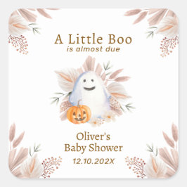 Moderne Elegant Little Boo Boho Ghost Baby Dusche Quadratischer Aufkleber