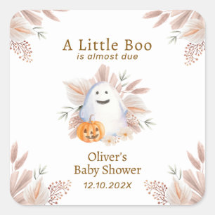 Moderne Elegant Little Boo Boho Ghost Baby Dusche Quadratischer Aufkleber