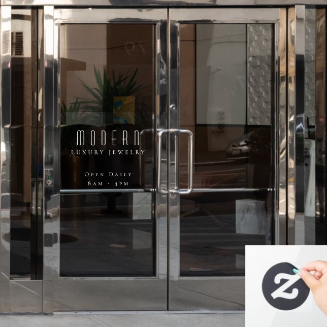 Moderne Elegant Luxury Juwelry Business Angled Das Fensteraufkleber (Büro Tür)