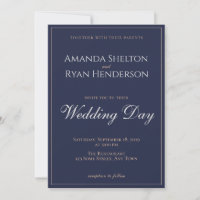 Moderne Elegant Midnight Blue Script Wedding