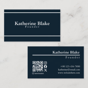 Moderne Elegant Minimalismus Navy White Typografy Visitenkarte