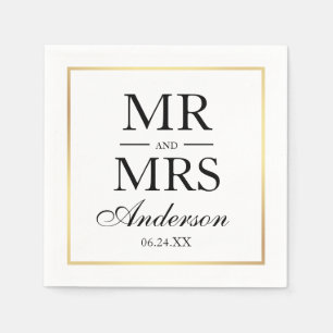 Moderne Elegant Mr. und Mrs. Wedding BWG Serviette