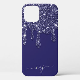 Moderne Elegant Navy Blue Glitzer Dripping Case-Mate iPhone Hülle