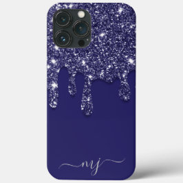 Moderne Elegant Navy Blue Glitzer Dripping Case-Mate iPhone Hülle