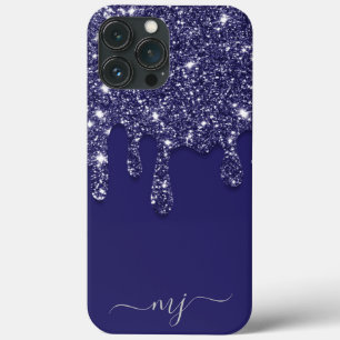 Moderne Elegant Navy Blue Glitzer Dripping Case-Mate iPhone Hülle