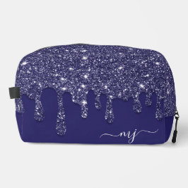 Moderne Elegant Navy Blue Glitzer Dripping Waschbeutel