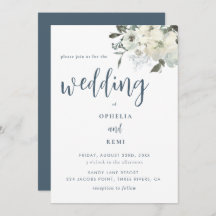 Moderne Elegant Navy Blue Ivory Floral Wedding