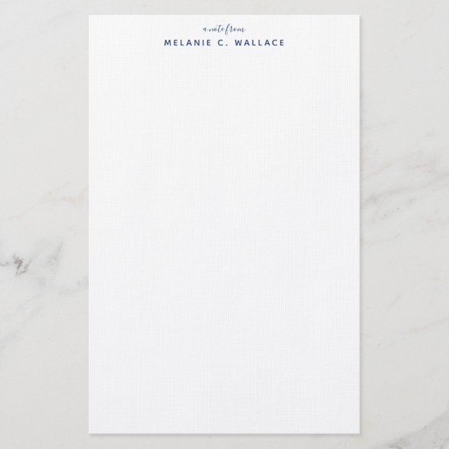 Moderne Elegant Navy Blue Personalisiert Briefpapier (Vorderseite)