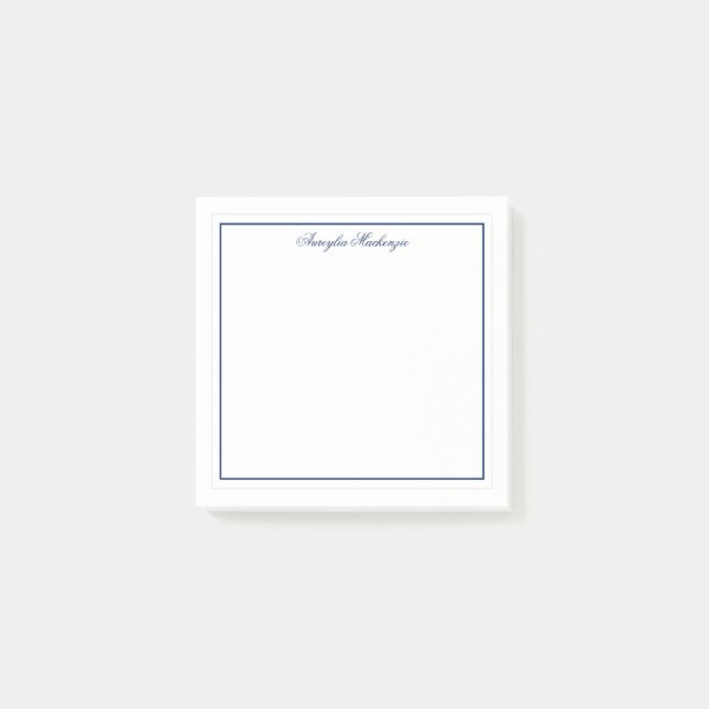 Moderne Elegant Navy Blue Personalisiert Post-it Klebezettel (Vorderseite)