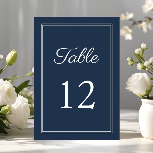 Moderne Elegant Navy Blue Wedding Tischnummer (Modern Elegant Navy Blue Wedding Table Number)