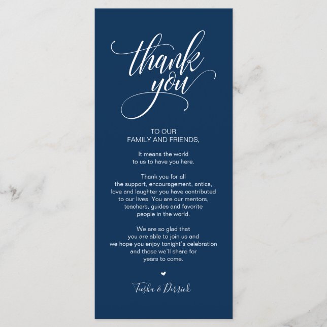 Moderne Elegant, Navy Place Einstellung Danke Kart Programm (Vorderseite)