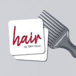 Moderne Elegant Rot Blauer Haar Stylist<br><div class="desc">Elegantes,  benutzerdefinierbares SQUARE Visitenkarten-Template. Modernes,  elegantes Design,  perfekt für Friseur,  Friseur,  Friseur.</div>