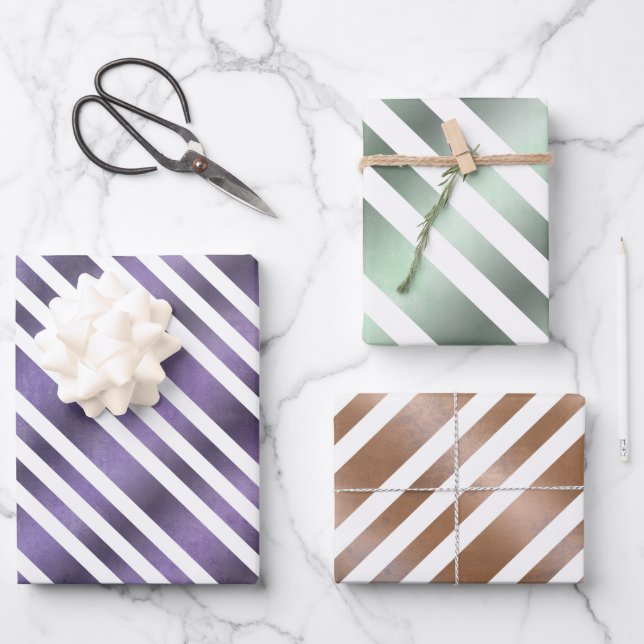 Moderne Elegant rustikal Abstrakt gestreift Geschenkpapier Set (Vorderseite)