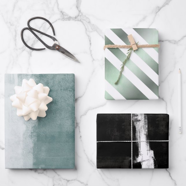 Moderne Elegant rustikal Abstrakt und gestreift Geschenkpapier Set (Vorderseite)