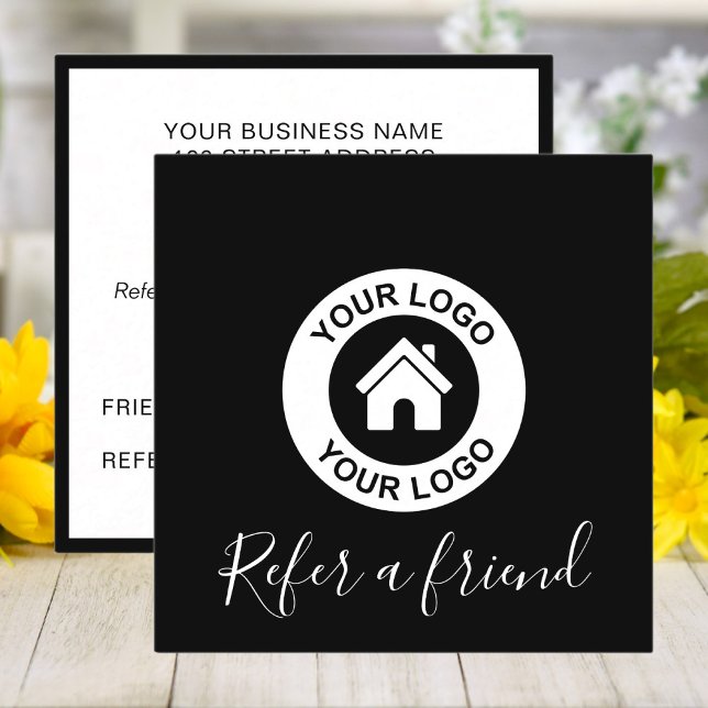 Moderne Elegant Schwarz und Weiß Empfehlungskarte (Von Creator hochgeladen)