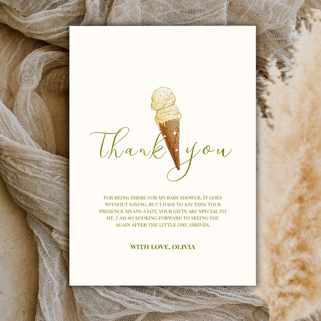 Moderne Elegant Scoop Ice Cream Baby Dusche Dankeskarte (Modern Elegant Scoop Ice Cream Baby Shower Thank You Card)