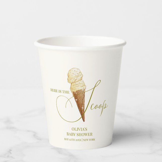 Moderne Elegant Scoop Ice Cream Baby Dusche Pappbecher (Vorderseite)