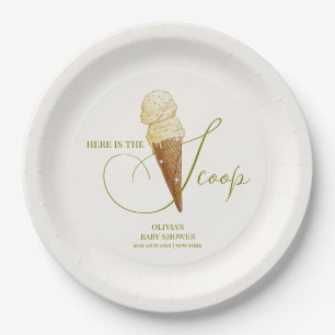 Moderne Elegant Scoop Ice Cream Baby Dusche Pappteller
