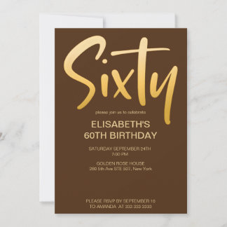 Moderne Elegant Simple Brown 60. Geburtstagsparty Einladung