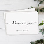 Moderne Elegant Simple Hearts Script Wedding Dankeskarte<br><div class="desc">Moderne niedlich Dankeschön Noten mit eleganter Herzskriptkalligraphie und Ihrem individuelle Name unten.</div>