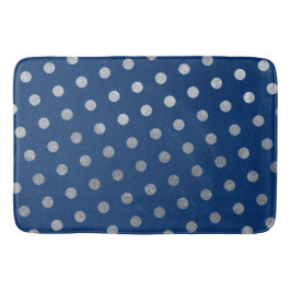 Moderne Elegant Simple Navy Blue Silver Polka Dots Badematte
