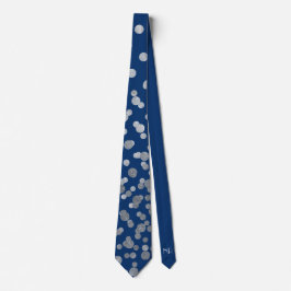 Moderne Elegant Simple Navy Blue Silver Polka Dots Krawatte