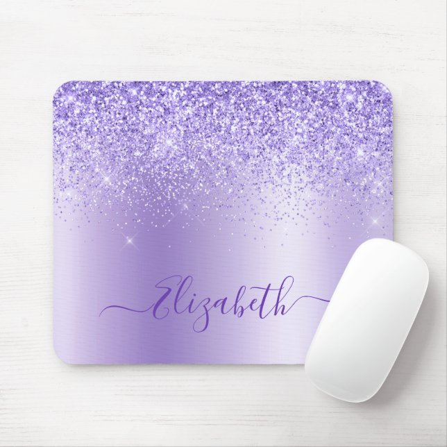 Moderne Elegant Stilvoll Lila Glitzer Mousepad (Mit Mouse)