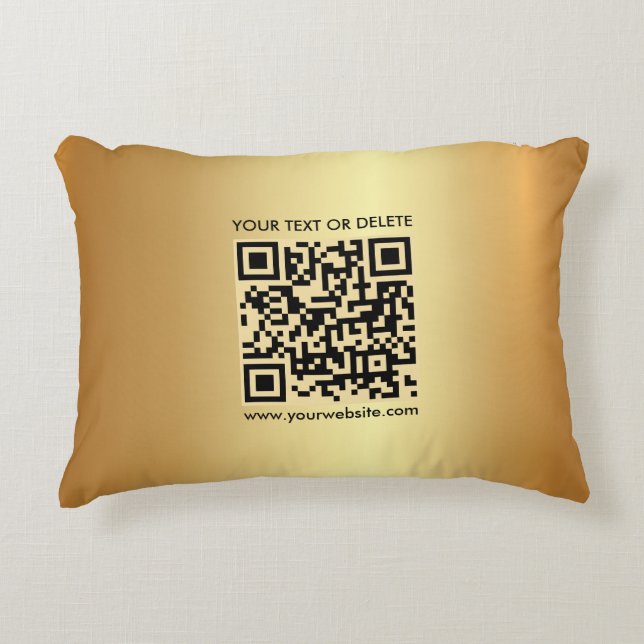 Moderne Elegant Template Custom QR Code Glam Gold Dekokissen (Vorderseite)