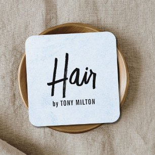 Moderne Elegant Texture LighBlue Bold Hair Stylist Quadratische Visitenkarte