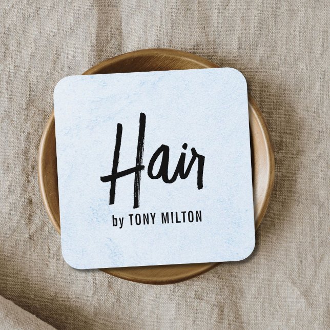 Moderne Elegant Texture LighBlue Bold Hair Stylist Quadratische Visitenkarte (Von Creator hochgeladen)