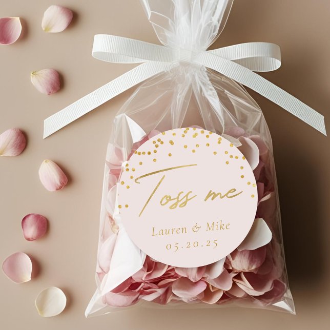 Moderne Elegant Toss Me Wedding Confetti Gefallen Runder Aufkleber (Von Creator hochgeladen)