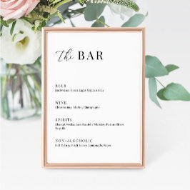 Moderne Elegant Wedding The Bar Menu Sign