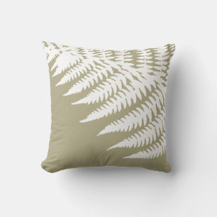 Moderne Elegant White Fern Beige Kissen