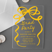 Moderne Elegant Yellow Bow Graduation Party