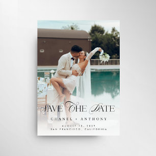 Moderne elegante 1-Foto-Hochzeit mit klassischer Ä Save The Date